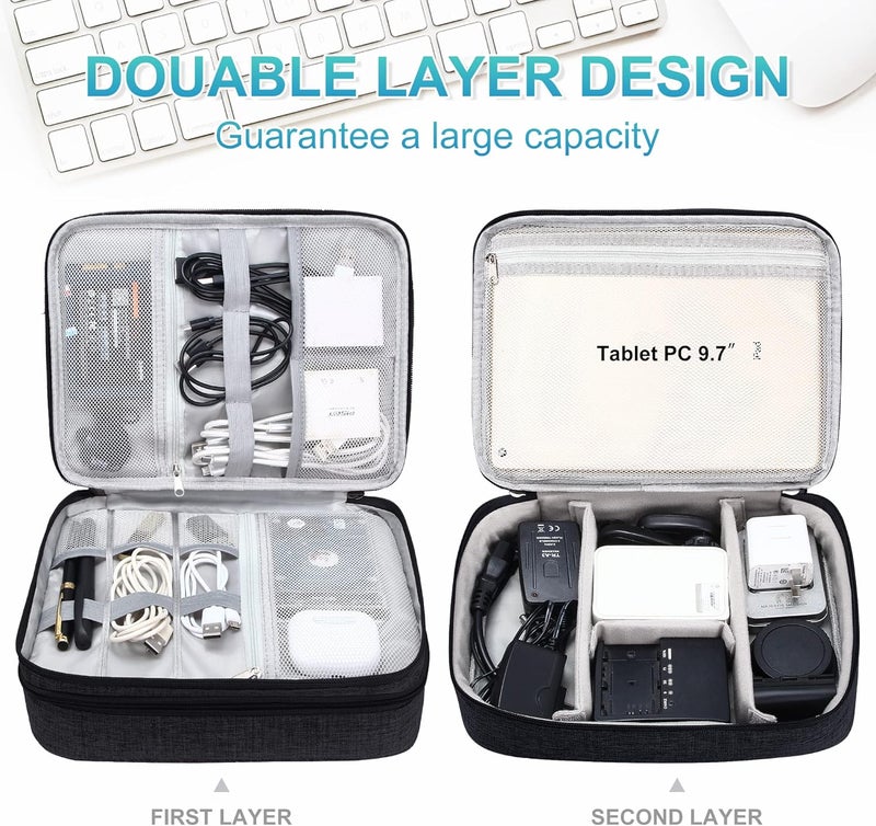 CILLA Electronics Organizer Travel, Travel Cord Organizer Case, Compact Electronics Accessories Bag for Cable, Cord, Charger, Phone - Image 2